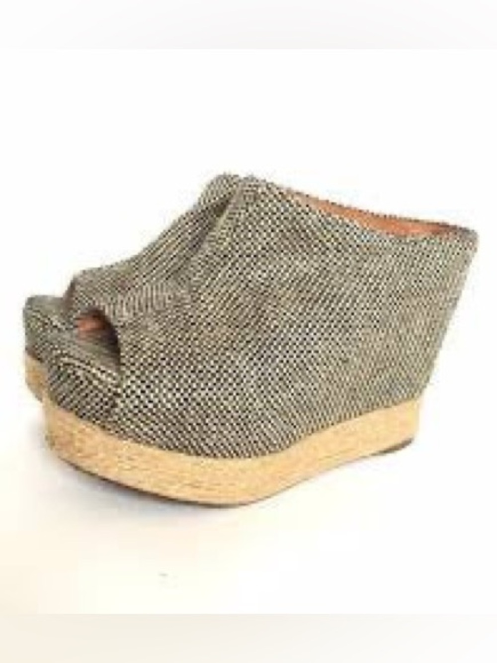 Jeffrey Campbell Black Tweed Espadrille Wedge Mules